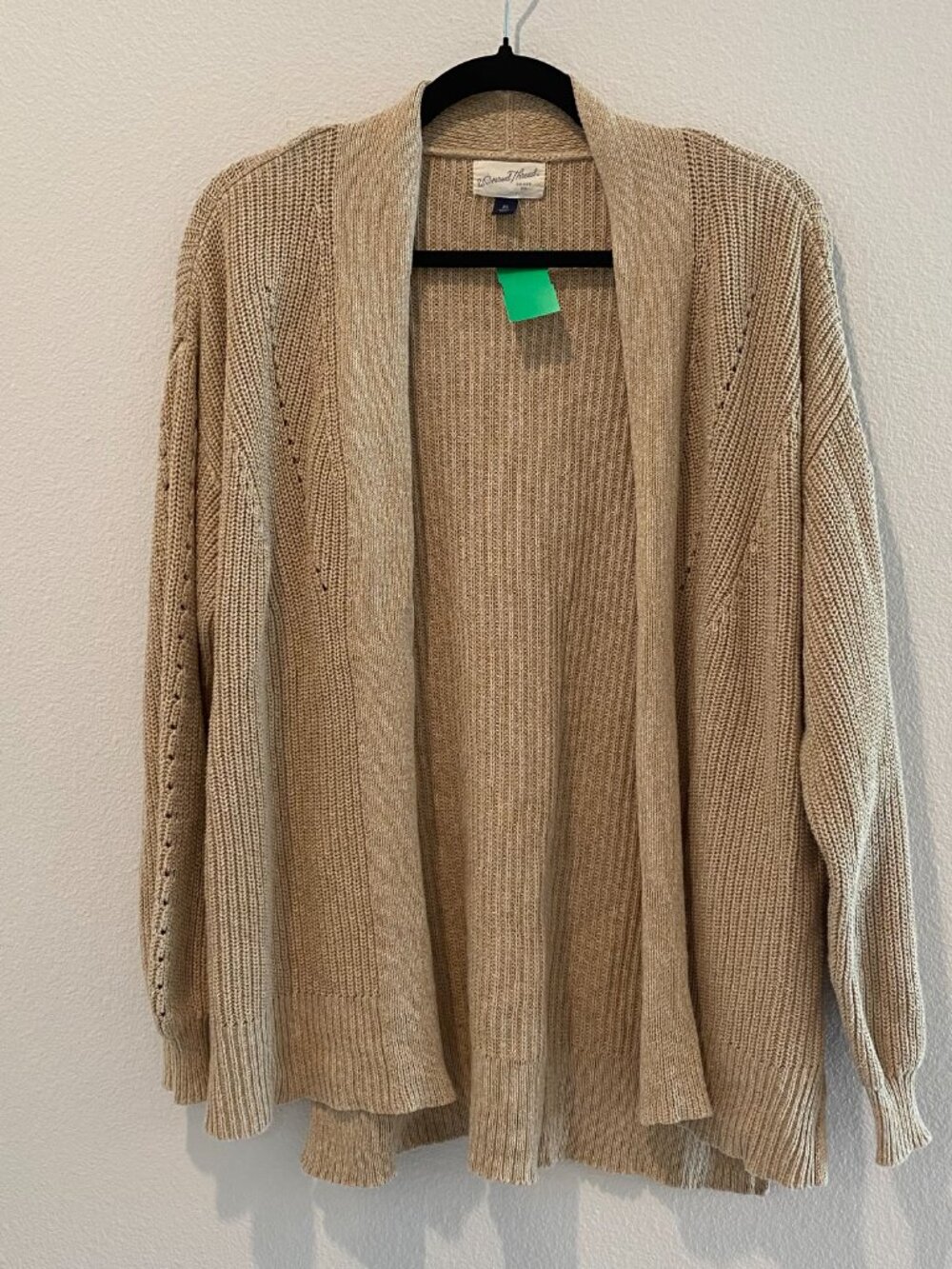 Universal Thread Tan Cotton Open Front Balloon Sleeve Cardigan Pockets XS